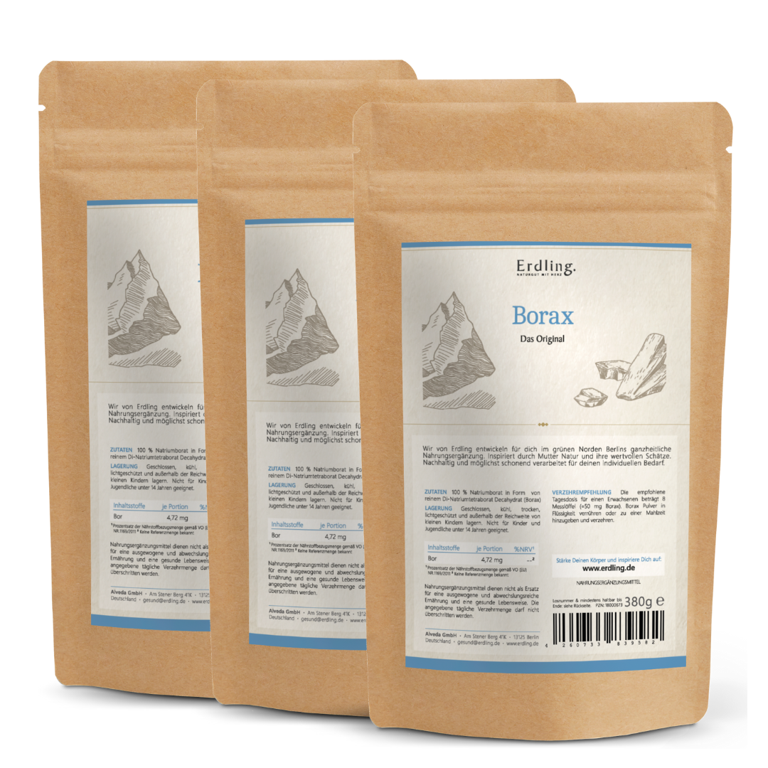 Set: 3er Pack - Borax - 99,9% Reinheit (Natriumtetraborat) - Nachf&uuml;llpack 3x 380g